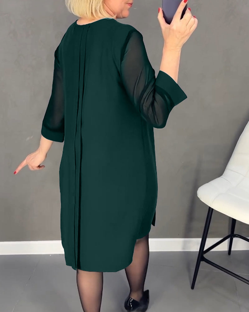 Zoe® | Schlichtes Kleid mit Falten und Mesh