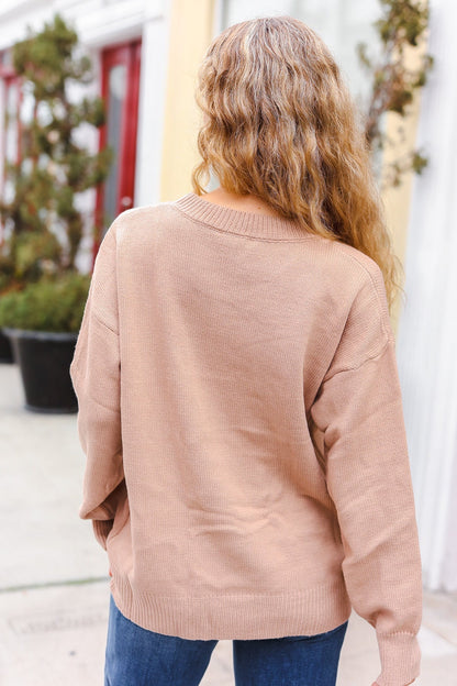 Aída® | Feeling Thankful Pop-up-Pullover mit glitzernder Stickerei in Taupe