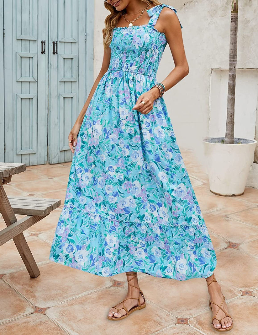 Casandra – Lange, lockere Sommerkleider mit Bohemian-Print und Trägern für Damen