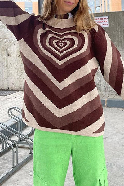 Aída® | Lässiger Street-Print-Patchwork-Kontrastpullover mit halbem Rollkragenoberteil