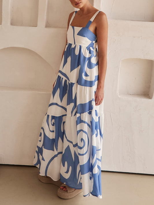 Sara - Langes Bohème-Kleid mit geometrischem Print