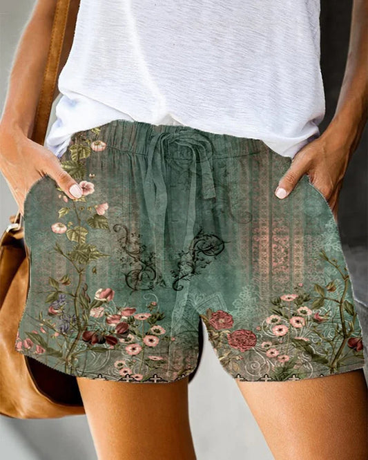 Frida - Lockere Sport- und Freizeitshorts mit Vintage-Print für Damen