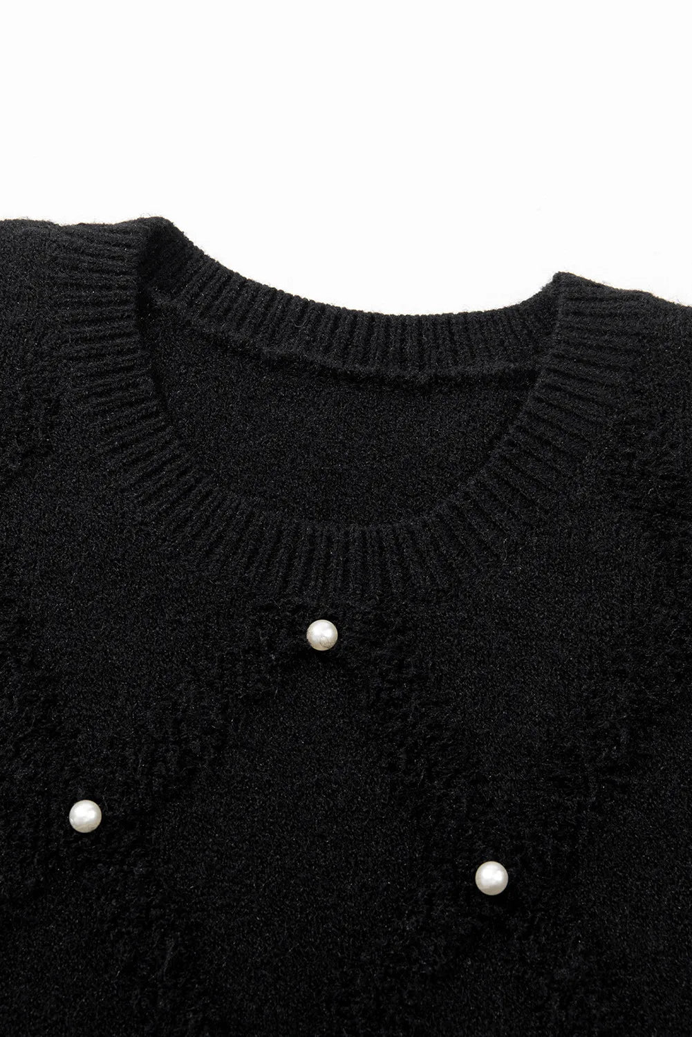 Adina® | Langärmliger Pullover mit Rundhalsausschnitt und Perlendetail