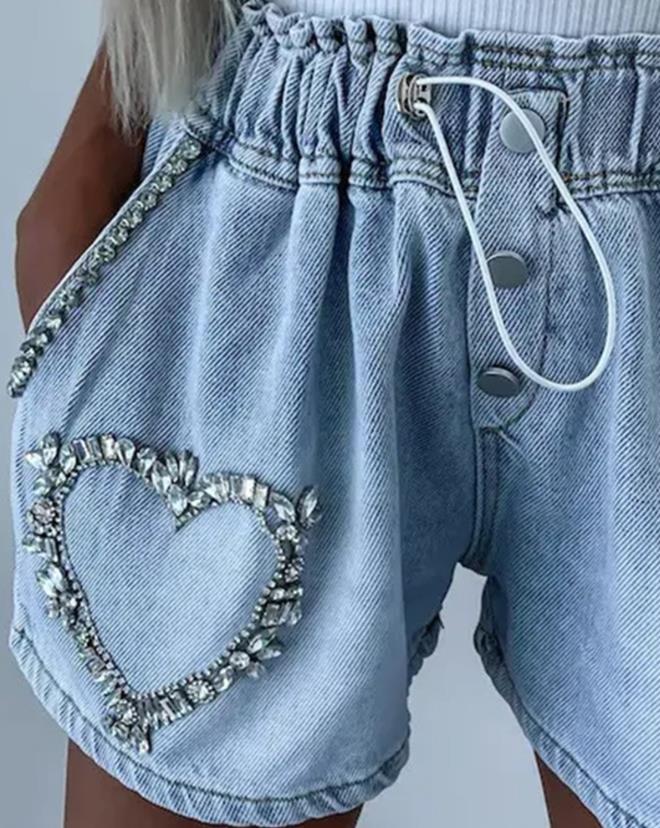 Shorts mit Strass-Herz