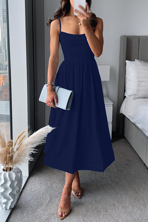 Eliana – Midikleid in A-Linie mit Spaghettiträgern und Taille