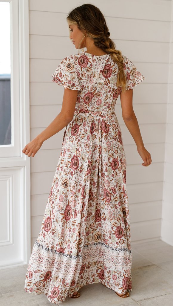 Sara – Bohemian-Blumen-Wickel-Maxikleid