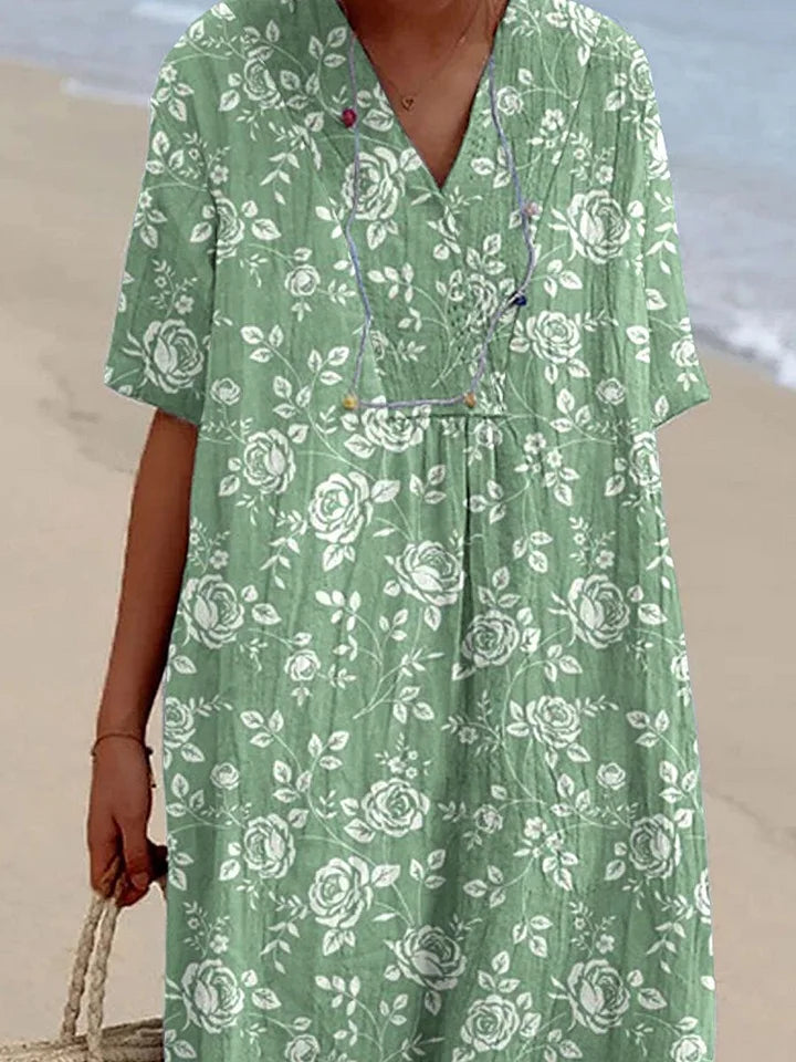 Kleid im Resort-Stil mit grünem Muster