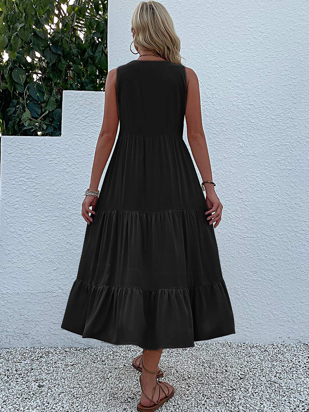 Tamara – Lässiges, lockeres Midi-Sommerkleid mit Knöpfen für Damen