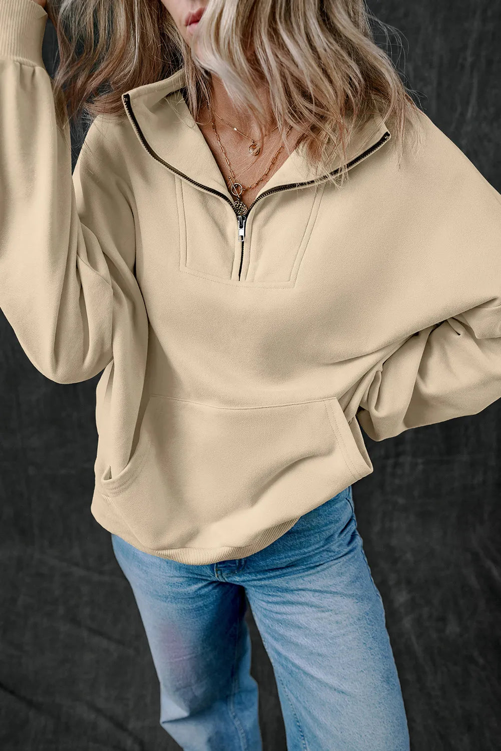 Adriana® | Langarm-Sweatshirt mit halbem Reißverschluss