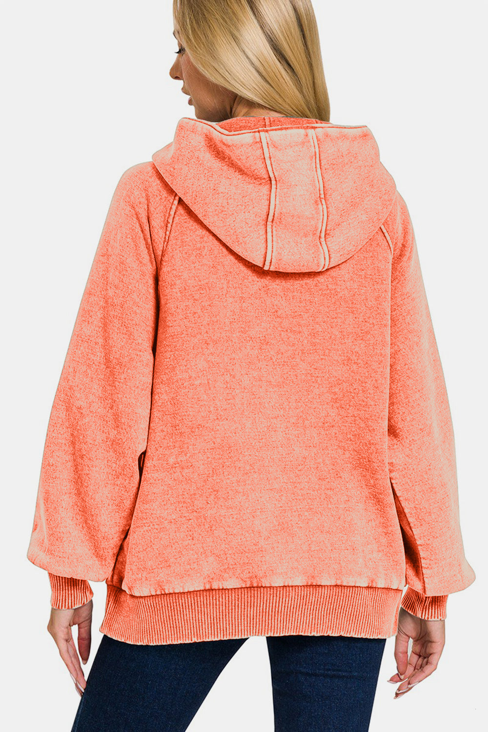 Zenaida® | Zenana Acid Wash Fleece Känguru-Hoodie