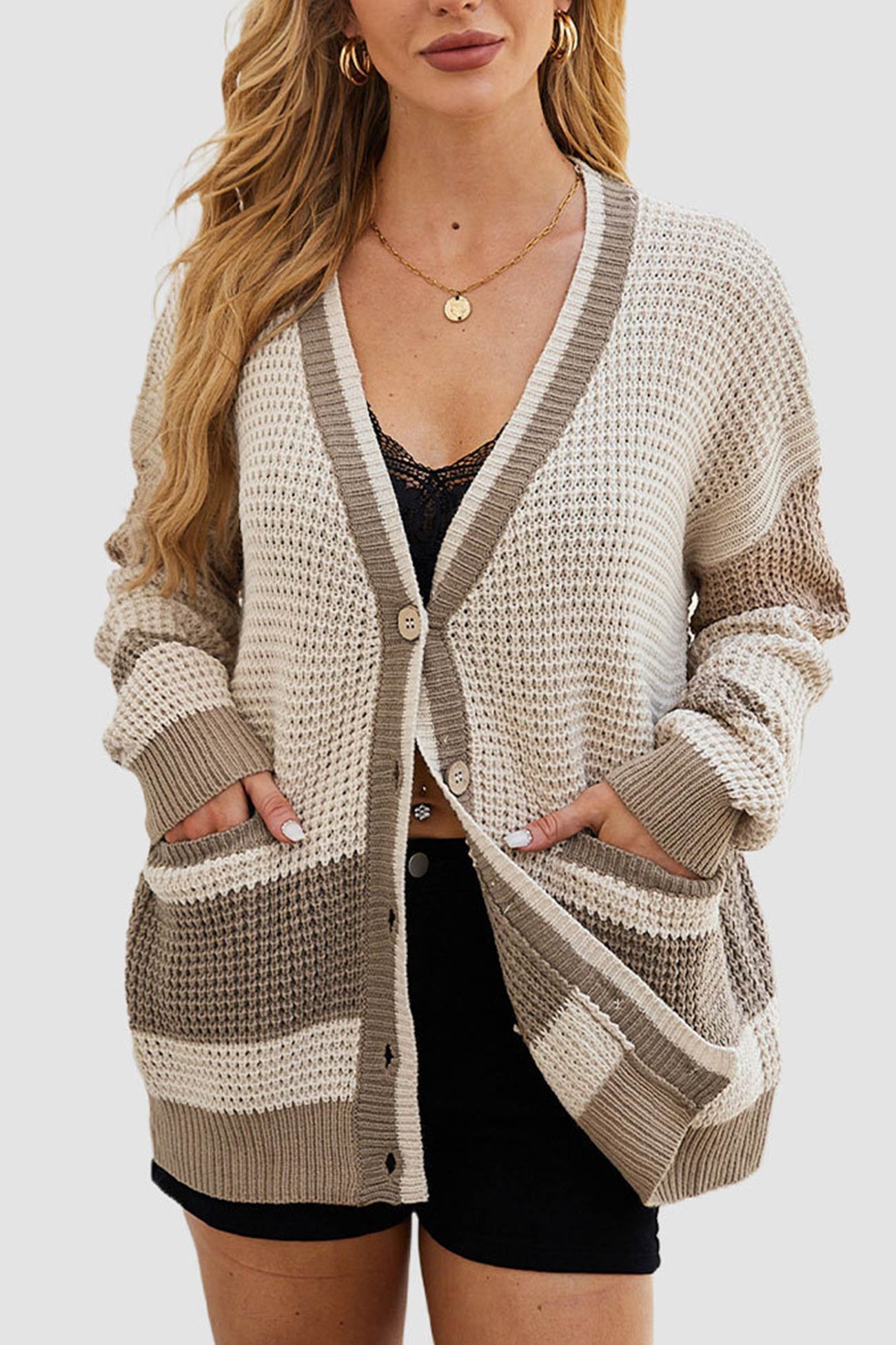 Agnes® | Strickjacke mit Knöpfen und Farbspleißung