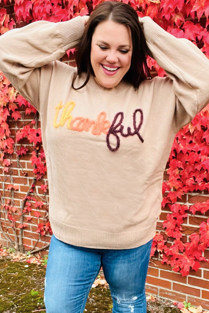 Aída® | Feeling Thankful Pop-up-Pullover mit glitzernder Stickerei in Taupe