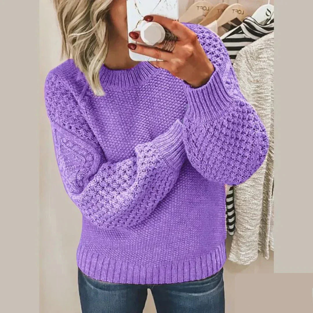 Regine® | Strukturierter Klassischer Pullover mit Puffärmeln