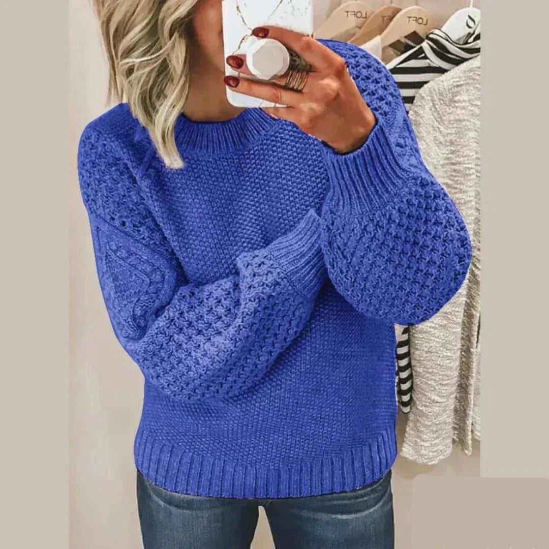 Regine® | Strukturierter Klassischer Pullover mit Puffärmeln