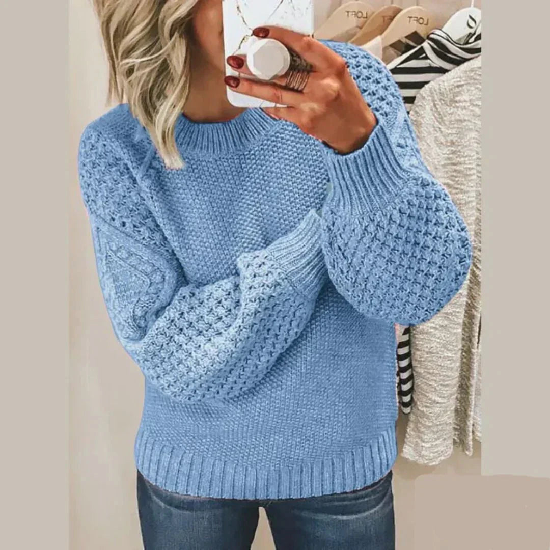 Regine® | Strukturierter Klassischer Pullover mit Puffärmeln