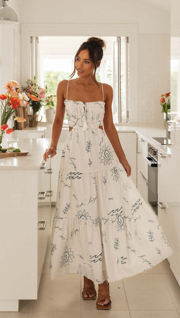 Yanira - Damen Sommerkleid mit Trägern und Rückenfrei, Spitzenmuster, lange Kleider