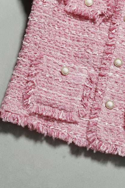 Monika® | Damen-Jacke aus Größem Tweed – Herbst/Winter-Socialite-Quastendesign