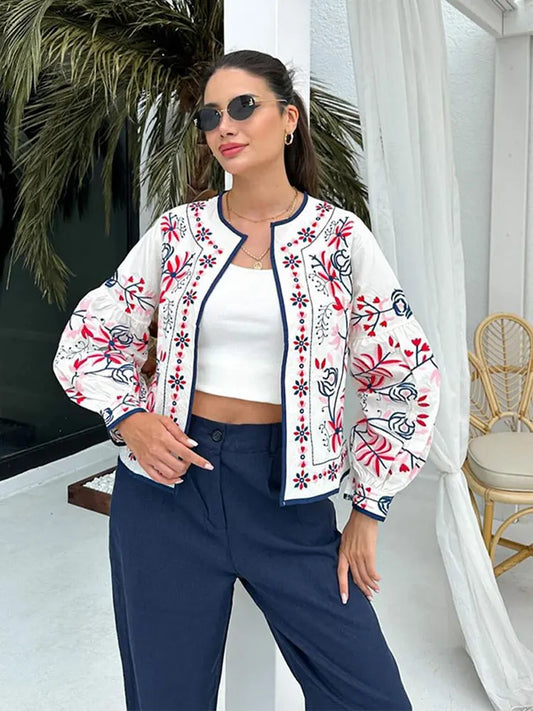 Jutta® | Floral Print Ethnischer Stil Eleganter Cardigan