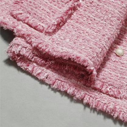 Monika® | Damen-Jacke aus Größem Tweed – Herbst/Winter-Socialite-Quastendesign