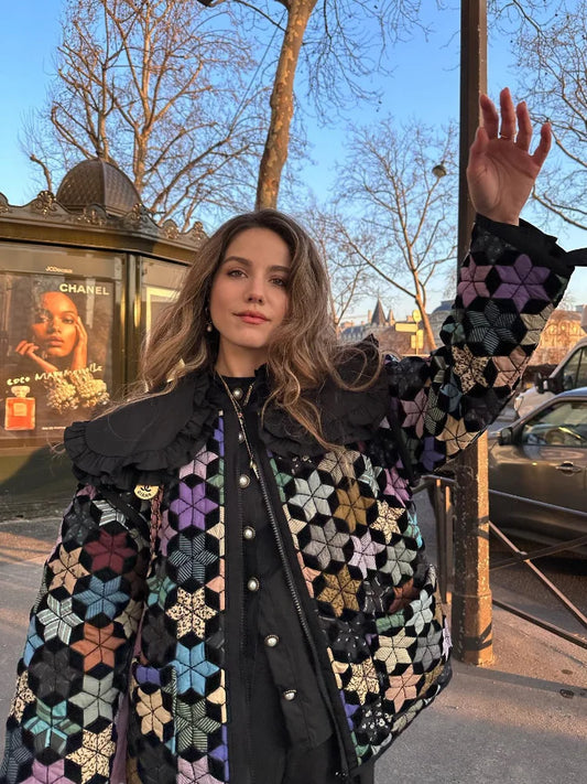 Ilona® | Retro-Stil MehrFarbe Steppjacke