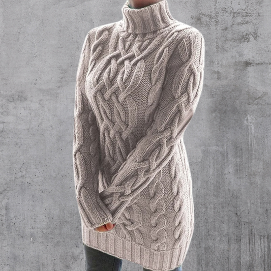 Alazne® | Stilvoller warmer langer Rollkragenpullover