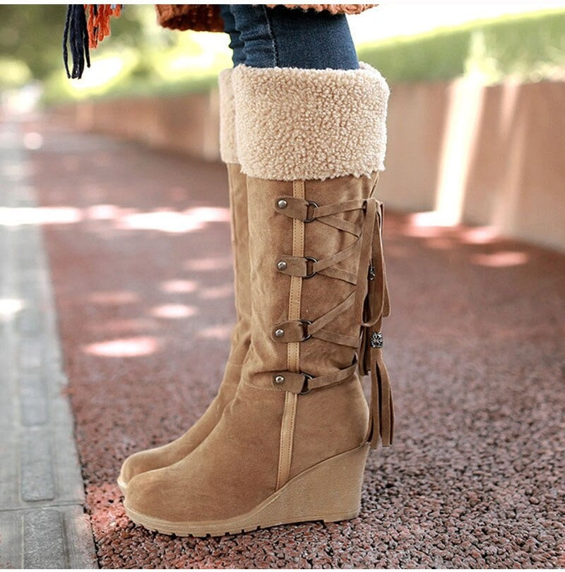 Esmeralda® | Damenstiefel Pelzspitze Pixie Pflaume