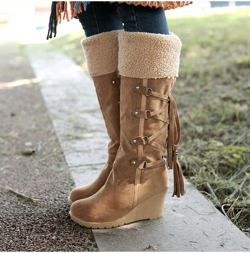 Esmeralda® | Damenstiefel Pelzspitze Pixie Pflaume