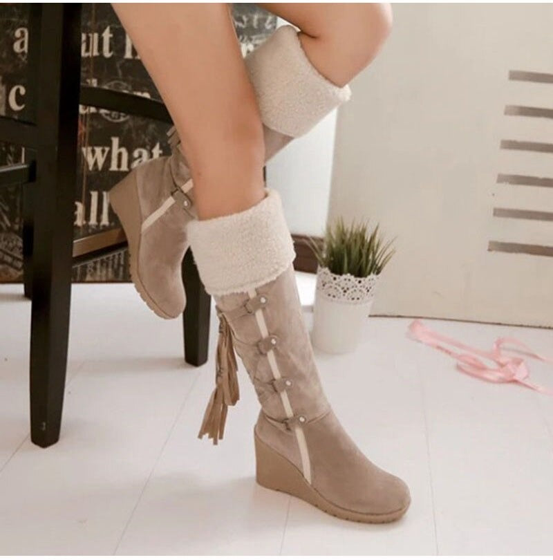 Esmeralda® | Damenstiefel Pelzspitze Pixie Pflaume