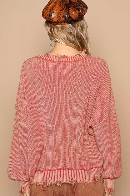 Agnes® | Verwaschener Used-Look-Pullover mit überschnittener Schulter