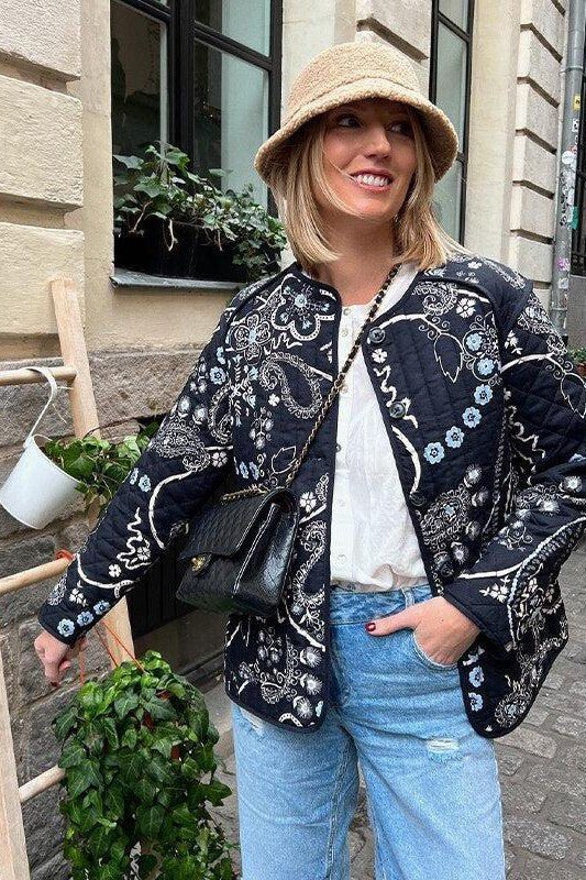 Ziska® | Vintage-Jacke mit Blumendruck