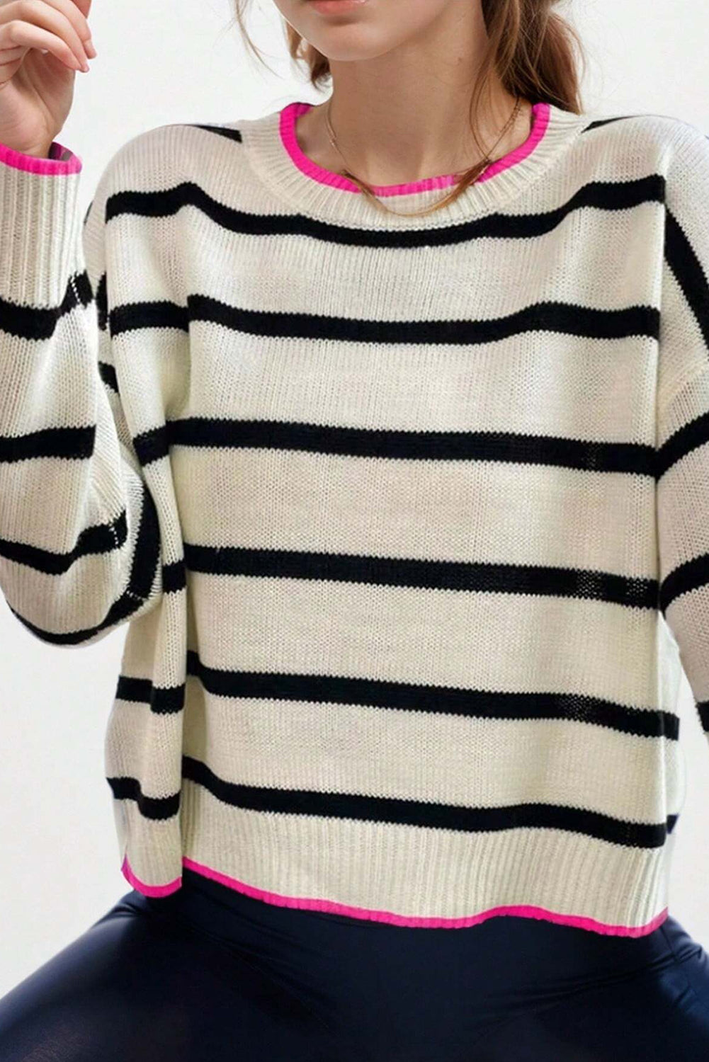 Zaida® | Moderner und klassischer gestreifter Pullover mit rosa Futter